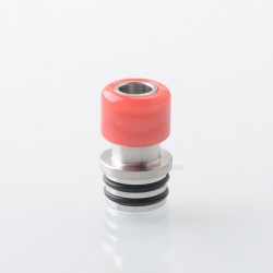 510 Drip Tip for RDA / RTA / RDTA Atomizer - Silver + Red, Stainless Steel + Resin