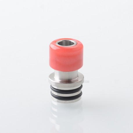 510 Drip Tip for RDA / RTA / RDTA Atomizer - Silver + Red, Stainless Steel + Resin