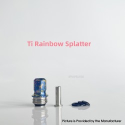 Rekavape Mission XV ARC Style Boro BB Drip Tip Set for BB / Billet Boro Mod - Rainbow Splatter, Titanium + Stainless Steel