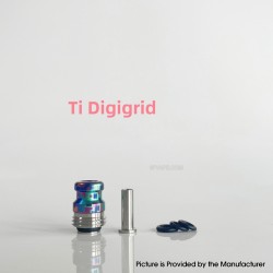 Rekavape Mission XV KB2 Style Boro BB Drip Tip Set for BB / Billet Boro Mod - Digigrid, Titanium + Stainless Steel