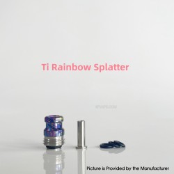 Rekavape Mission XV KB2 Style Boro BB Drip Tip Set for BB / Billet Boro Mod - Rainbow Splatter, Titanium + Stainless Steel