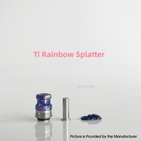 Rekavape Mission XV KB2 Style Boro BB Drip Tip Set for BB / Billet Boro Mod - Rainbow Splatter, Titanium + Stainless Steel