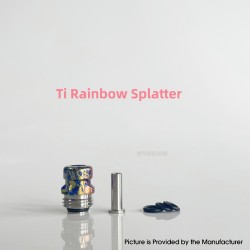 Rekavape Mission XV Mini Nuke V2 Style Boro BB Drip Tip Set for BB / Billet Boro Mod - Rainbow Splatter, Titanium + SS