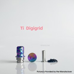 Rekavape Mission XV Arc Style Integrated Drip Tip + Fire Button Set for dotMod dotAIO V2 Pod - Digigrid, Titanium + SS