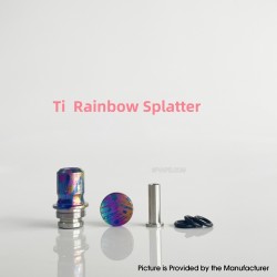 Rekavape Mission XV Arc Style Integrated Drip Tip + Fire Button Set for dotMod dotAIO V2 Pod - Rainbow Splatter, Titanium + SS