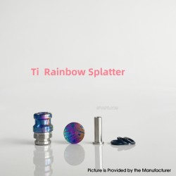 Rekavape Mission XV KB2 Style Integrated Drip Tip + Fire Button Set for dotMod dotAIO V2 Pod - Rainbow Splatter, Titanium + SS