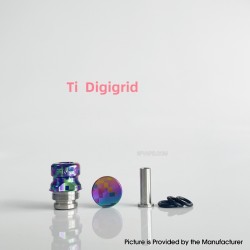 Rekavape Mission XV Mini Nuke V2 Style Integrated Drip Tip + Fire Button Set for dotMod dotAIO V2 Pod - Digigrid, Titanium + SS