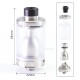 SXK CloudOneX Cloud One X Style RTA Rebuildable Tank Atomizer - Silver, 3.3ml, Air Pin 0.8, 1.2, 1.5, 2.0, 2.5, 2.8mm, 22mm Dia