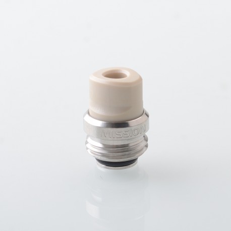 Mission TIPS V2 Style Boro BB Drip Tip Set for BB / Billet Boro Mod - Silver + Beige, Stainless Steel + PEEK