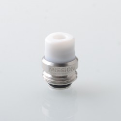 Mission TIPS V2 Style Boro BB Drip Tip Set for BB / Billet Boro Mod - Silver + White, Stainless Steel + POM