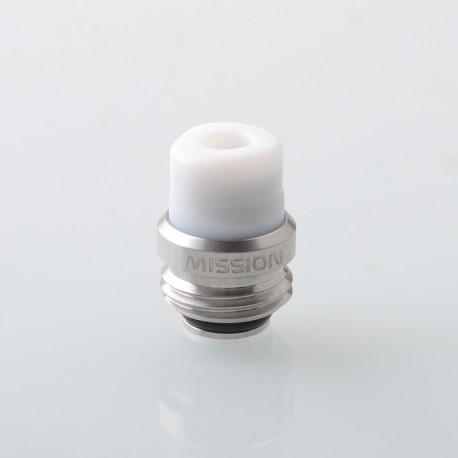 Mission TIPS V2 Style Boro BB Drip Tip Set for BB / Billet Boro Mod - Silver + White, Stainless Steel + POM