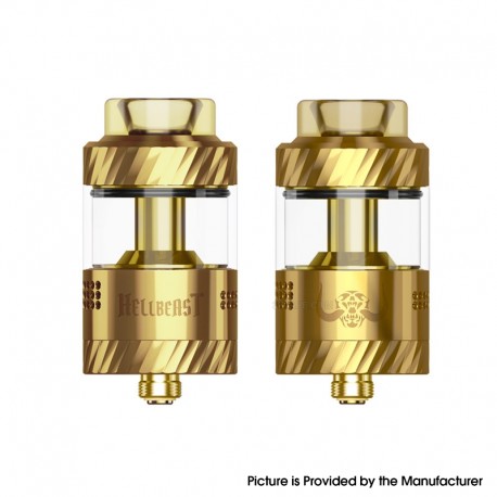 [Ships from Bonded Warehouse] Authentic Hellvape Hellbeast RTA Tank Atomizer - Gold, 4.5ml, 25mm Diameter
