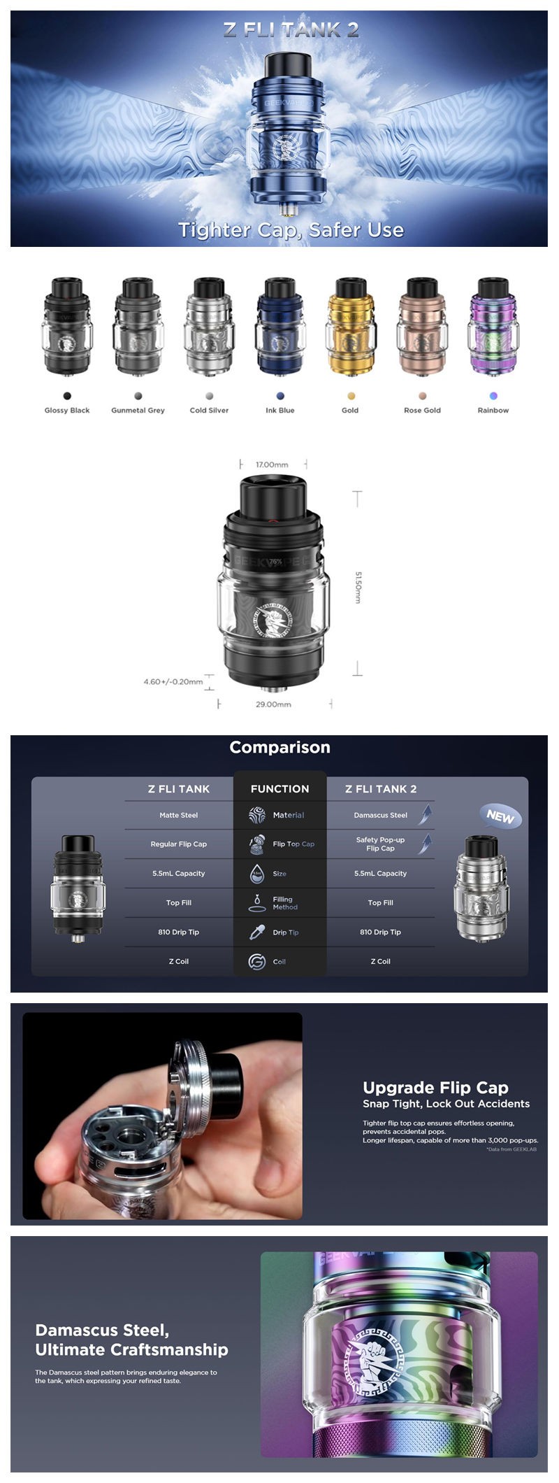 Authentic GeekVape Z Fli Tank 2 Atomizer