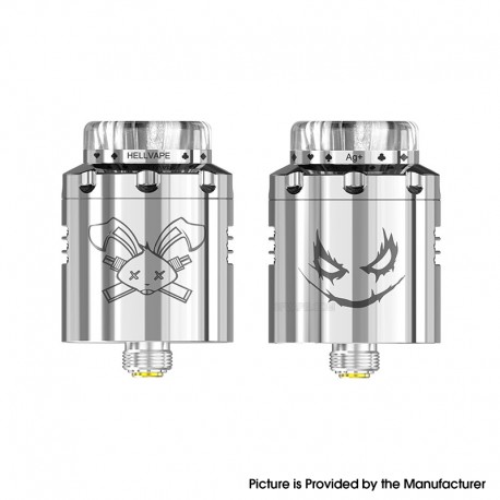 [Ships from Bonded Warehouse] Authentic Hellvape Dead Rabbit 3 RDA Atomizer - Shiny Silver, Dual Coil, with BF Pin, 24mm