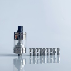 Rekavape VWM Intensa Style RTA Atomizer - Silver + Translucent, Titanium Alloy + PCTG, 5.2ml, 10 PCS Air Pins, 22mm Diameter