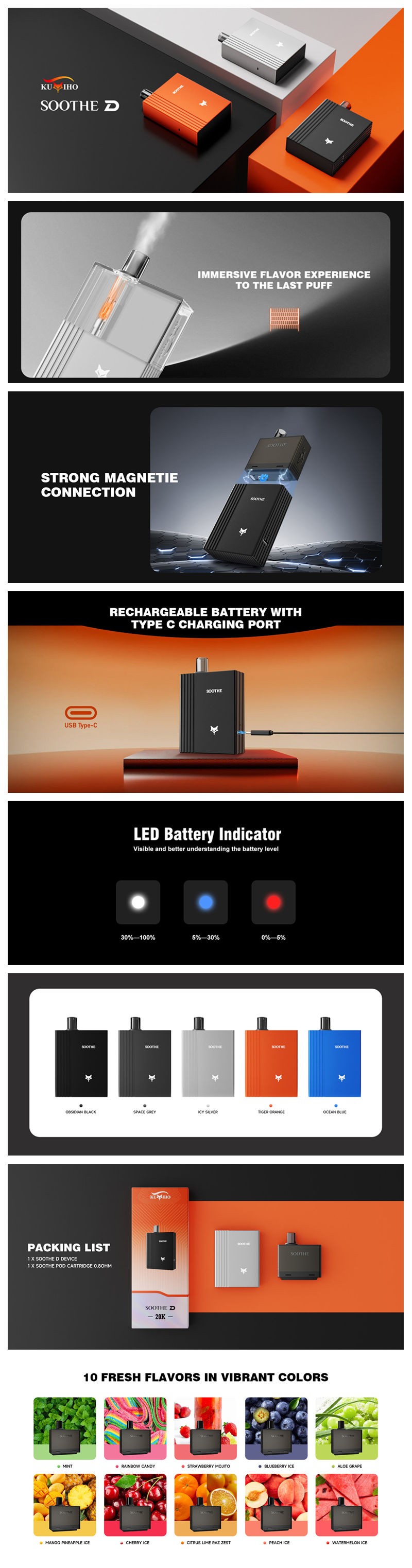 Authentic Kumiho SOOTHE D Device 650mAh Battery Only Pod Mod