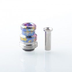 Rekavape Mission XV KB2 Style Boro BB Drip Tip Set for BB / Billet Boro Mod - Rainbow Splatter, Titanium + Stainless Steel
