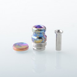 Rekavape Mission XV KB2 Style Integrated Drip Tip + Fire Button Set for dotMod dotAIO V2 Pod - Rainbow Splatter, Titanium + SS