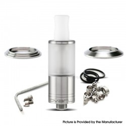 YFTK Dvarw 16 FL Style RTA Atomizer Full Kit - Silver, 3ml, 3 x 0.8mm, 0.8mm, 1.0mm, 2 x 0.8mm, 2 x 1.0mm, 2 x 1.2mm, 16mm Dia