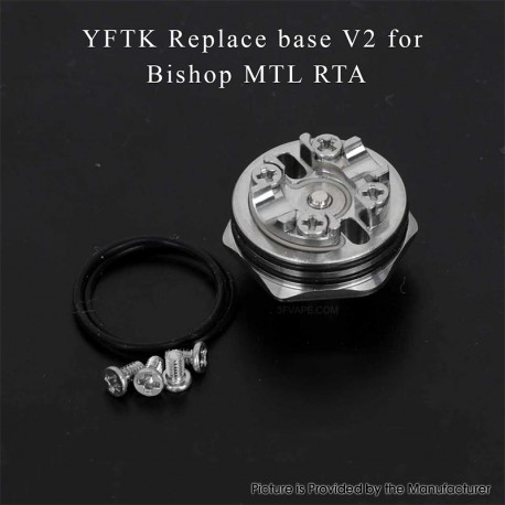 YFTK Replacement Base Deck V2 for Ambition Mods Bishop MTL RTA Atomizer 2.0ml / 4.0ml - Silver