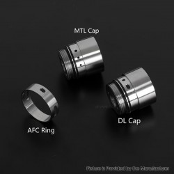 YFTK AFC Kit for Flash e-Vapor V4.5S+ / V4.5 Style RTA - Silver, 1 PC AFC Ring + 1 PC MTL Cap + 1 PC DL Cap