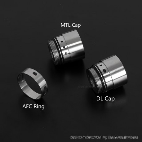YFTK AFC Kit for Flash e-Vapor V4.5S+ / V4.5 Style RTA - Silver, 1 PC AFC Ring + 1 PC MTL Cap + 1 PC DL Cap