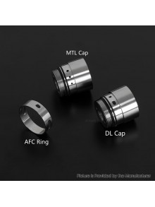 YFTK AFC Kit for Flash e-Vapor V4.5S+ / V4.5 Style RTA - Silver, 1 PC AFC Ring + 1 PC MTL Cap + 1 PC DL Cap