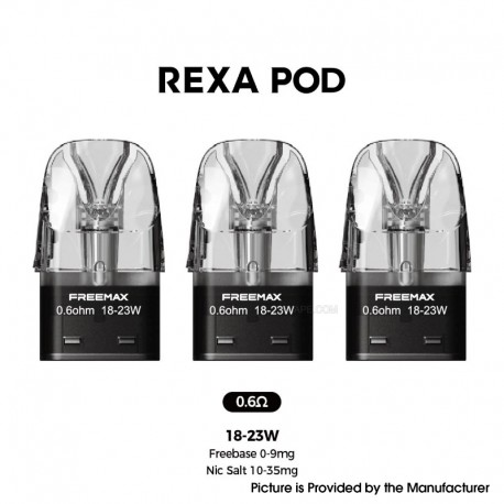 [Ships from Bonded Warehouse] Authentic FreeMax Rexa Series Pod Cartridge for FreeMax Rexa S / Rexa SQ - 0.6ohm, 3.0ml (3 PCS)