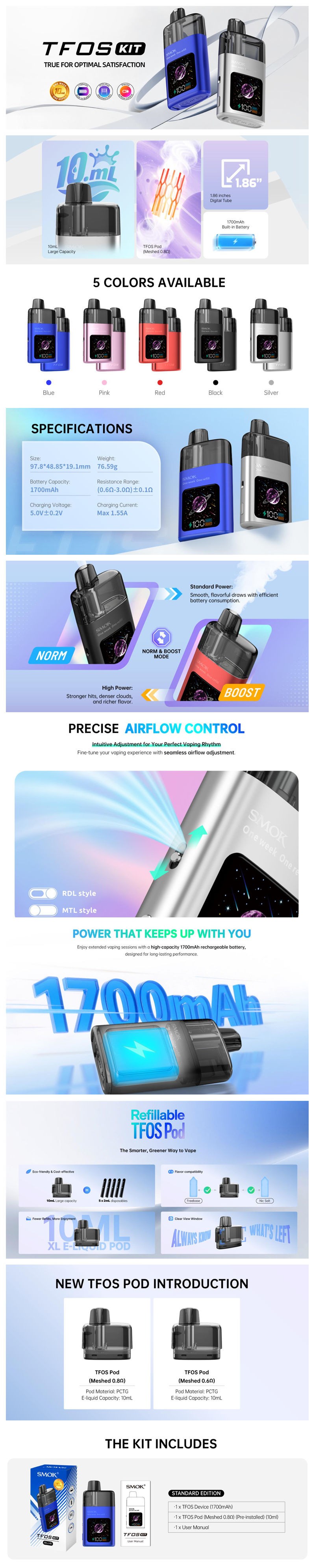 Authentic SMOK TFOS Pod System Kit