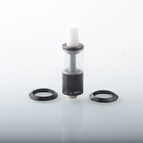 YFTK Dvarw 16 FL Style RTA Atomizer Full Kit - Black, 3ml, 3 x 0.8mm, 0.8mm, 1.0mm, 2 x 0.8mm, 2 x 1.0mm, 2 x 1.2mm, 16mm Dia