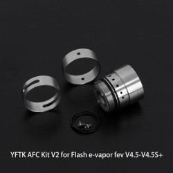 YFTK AFC Kit V2 for Flash e-Vapor V4.5S+ / V4.5 Style RTA - Silver, 1 x DL Ring + 1 x MTL Ring + 1 x Intake Cover