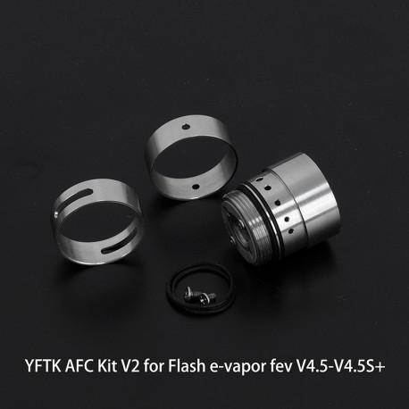 YFTK AFC Kit V2 for Flash e-Vapor V4.5S+ / V4.5 Style RTA - Silver, 1 x DL Ring + 1 x MTL Ring + 1 x Intake Cover