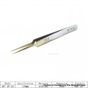 Authentic VETUS ST-14 HRC 38 Professional Tweezers Tool Non-magnetic Stainless Steel Pointed Tip - Silver