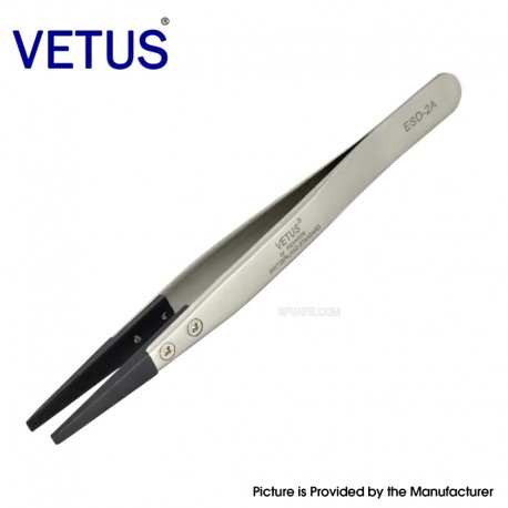 Authentic VETUS ESD-2A Exchange Tip Electro Static Discharge Safe Stainless Tweezers Rounded Tips