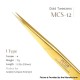 Authentic VETUS MCS-12 Makeups Tweezers for Beauty Eyelashes Grip Picking Selection Works - Gold