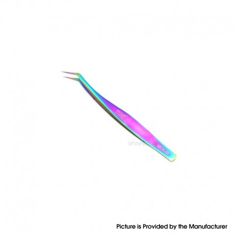 Authentic VETUS MCS-20 Angled Super Fine Tip Volume Eyelash Extension Stainless Tweezer Precision Tweezers - Rainbow