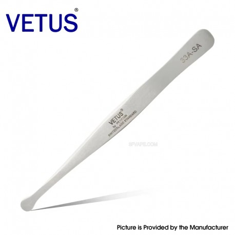Authentic VETUS 33A-SA Type SS Straight Flat Pad Tip High Precision Stainless Tweezers