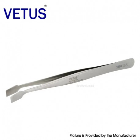 Authentic VETUS 36A-SA Type SS Cover Glass Forceps Bent Square Tipped High Precision Stainless Tweezers