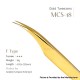 Authentic VETUS MCS-18 Curved Tip Eyelash Isolation Dolphin Tweezer Super Fine Curved Tip Precision Stainless Tweezers - Gold