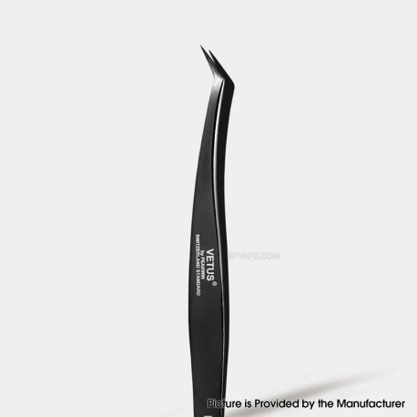 Authentic VETUS MCS-19 Angled Fine Tip Volume Eyelash Extension Tweezer Angled Tip for Volume Precision Tweezers - Black