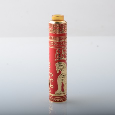 Mechanical Mod + RDA Atomizer Gold + Red, 1 x 18650, 24mm Diameter