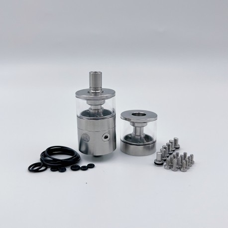 YFTK pNeumatyca Style RTA Rebuildable Tank Atomizer with 4.2ml Tank Tube - Silver, 316SS + Glass, 3.5ml, 22mm Diameter