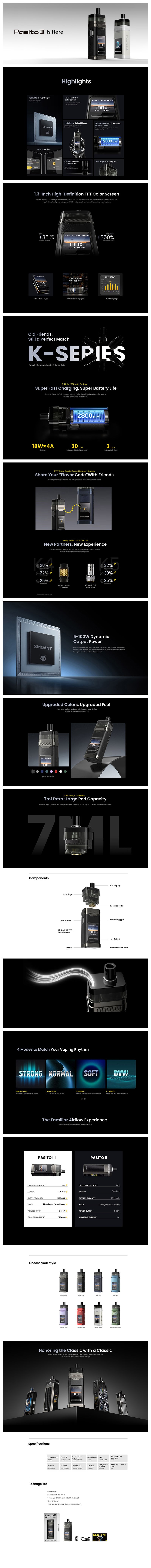 Authentic Smoant Pasito III 100W Pod Mod Kit