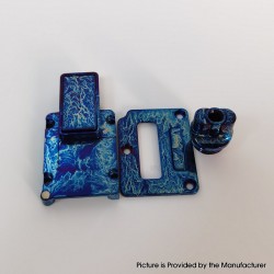 Authentic MK MODS Toxic Titanium Inner Set + Drip Tip Set for BB / Billet - Light Blue, Square Button