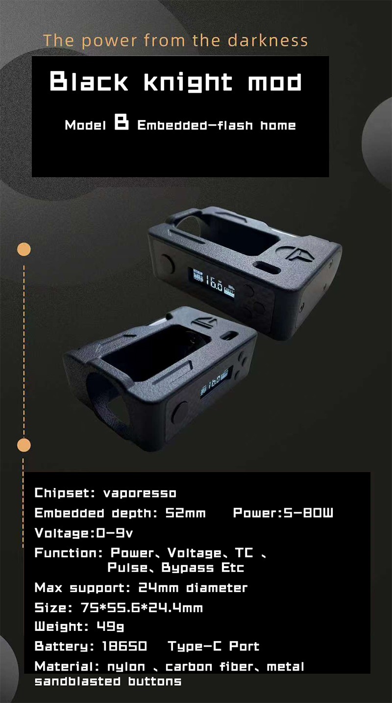 3D Print Black Knight Embedded Flash Home 80W Box Mod