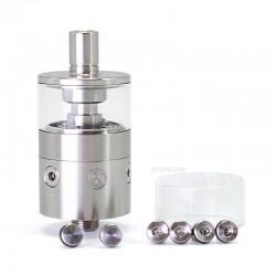 SXK pNeumatyca Style RTA Rebuildable Tank Atomizer - Silver, 316SS + Glass, 3.5ml, 22mm Diameter
