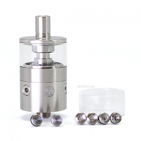 SXK pNeumatyca Style RTA Rebuildable Tank Atomizer - Silver, 316SS + Glass, 3.5ml, 22mm Diameter