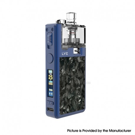 [Ships from Bonded Warehouse] Authentic LVE Orion II Pro 50W Pod Mod Kit RBA Only Kit - Blue Forged Carbon, VW 5~50W, 1900mAh