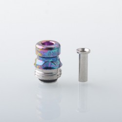 Rekavape Mission XV Mini Nuke V2 Style Boro BB Drip Tip Set for BB / Billet Boro Mod - Rainbow Splatter, Titanium + SS