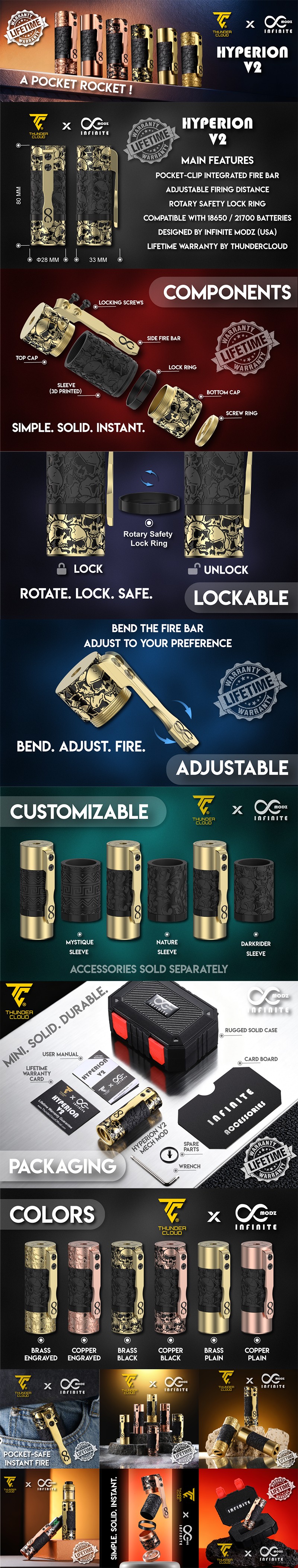 Authentic Thunder Cloud Hyperion V2 Mechanical Mod